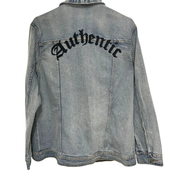 Arizona Jean Co Men’s Blue Denim Jacket “Authentic” Embroidered Back Y2K Size L - Picture 1 of 15